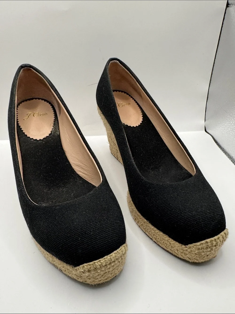 J. Crew Black Espadrille Wedge Pumps Sz7